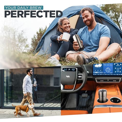 SmrtMugg X Heated Coffee Mug 19 oz., 8 Hour Battery Life, Self-Heating, Adjustable Temp Controlled, LCD Screen, Includes Cover with Magnetic Slider (Black) (Stainless Steel) - color: Stainless Steel