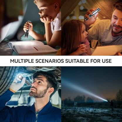 VAVOFO LED Flashlight, Aluminum Body, Purple LED EDC Flashlight - USB-C Rechargeable, Waterproof, Zoom Focus, 3 Modes, Red & Blue Emergency Strobe - Best for Outdoor, Tactical - color: Black