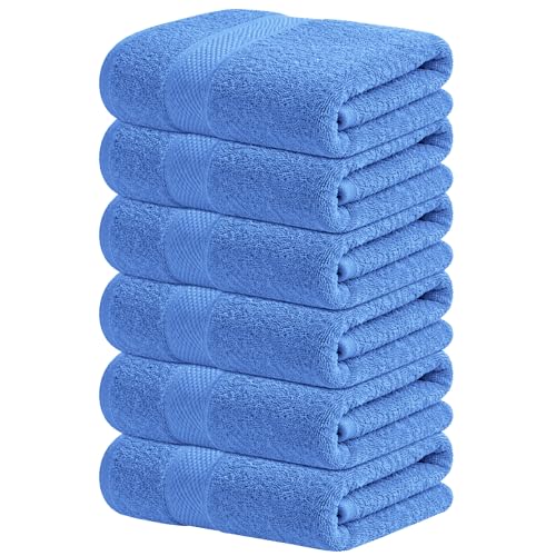 Infinitee Xclusives Blue Hand Towels for Bathroom - Set of 6 (16x28 inches) 600 GSM, 100% Cotton Ultra Soft, Quick Drying, Hotel Quality Hand Towel Set (Eloquent Blue) - color: Eloquent Blue, size: Hand Towels - 6 Pack
