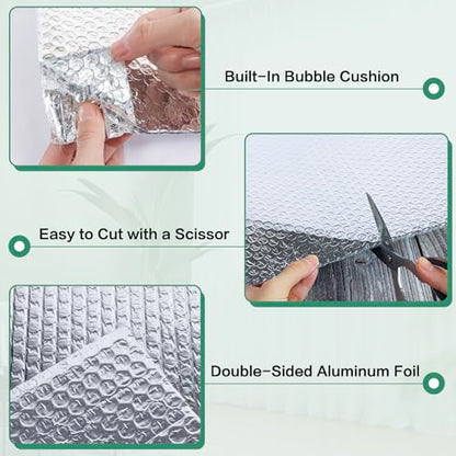 Reflective Bubble Insulation Sheet, Double Side Aluminum Foil Bubble Shield, Aluminum Foil Thermal Insulation Radiant Barrier for Windows, RV, Roof, Garage Door (23.6IN X 10FT) - size: 23.6IN X 10FT
