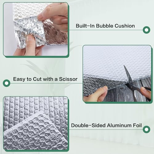Reflective Bubble Insulation Sheet, Double Side Aluminum Foil Bubble Shield, Aluminum Foil Thermal Insulation Radiant Barrier for Windows, RV, Roof, Garage Door (23.6IN X 15FT) - size: 23.6IN X 15FT