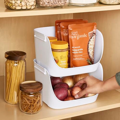 YouCopia ShelfBin Stacking Pantry Bins, 2-Pack, Stackable Storage Basket Organizers for Kitchen and Cabinet Organization - size: Stacking Bins