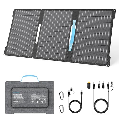 45W Portable Solar Panels Chargers with USB-C, USB-A and DC Outputs Foldable IP67 Waterproof Solar Panel for Camping,Power Emergency for Small Power Station,Phones, Power Banks - style: EP-45W