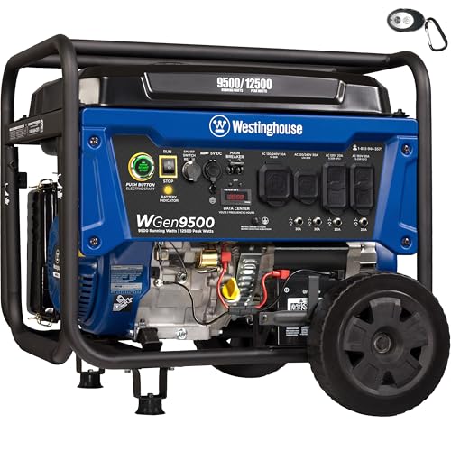 Westinghouse Outdoor Power Equipment 12500 Peak Watt Home Backup Portable Generator, Remote Electric Start with Auto Choke, Transfer Switch Ready 30A & 50A Outlets, Gas Powered - style: 12500 Watts - Gas Only
