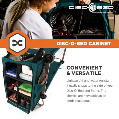 Disc-O-Bed 3-Shelf, 6-Compartment Hanging Zippered Cabinet for Cam-o-Bunks, Green