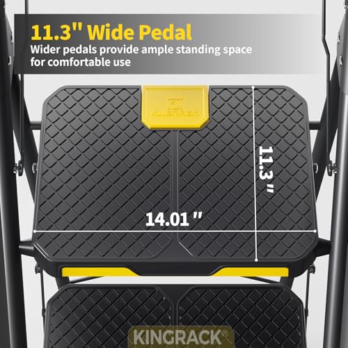 KINGRACK 5 Step Ladder, Sturdy Steel Step Stool with Anti-Slip Wide Pedals, Handrail, Safe-Lock Design, 800lbs Folding Portable Ladder for Multi-Purpose, Home, Kitchen - size: 5-Steps with tool tray