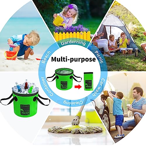 20L Collapsible Bucket 5 Gallon Water Container Folding Water Bucket with Handle Portable Wash Basin - color: Blue & Dark Green, size: 20L-2Pcs