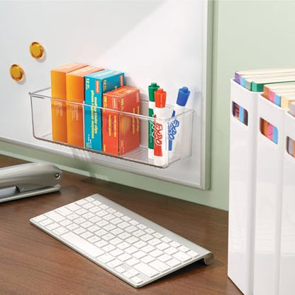 iDesign Adhesive Organizer Bin, Set of 2, Clear | Damage-Free Hanging, For Kitchen, Bathroom, or Office - style: Pack of 2