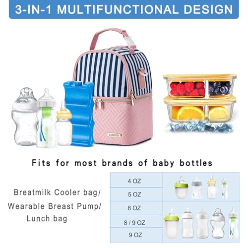 Breastmilk Cooler Bag with Ice Pack Fits 6 Baby Bottles up to 9 Ounce, Breast Milk Pump Cooler Bag with Shoulder Strap for Nursing Mom Daycare, Work, Travel- Straps - color: Straps