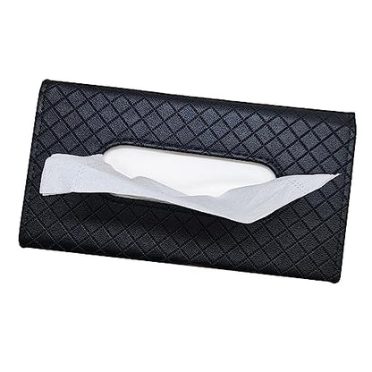 Car Sun Visor Tissue Holder, Car Napkin Holder, Premium PU Leather, Mask Holder for Sun Visor Vehicle, with Tissue Refill, Black - color: Single-black