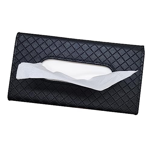 Car Sun Visor Tissue Holder, Car Napkin Holder, Premium PU Leather, Mask Holder for Sun Visor Vehicle, with Tissue Refill, Black - color: Single-black