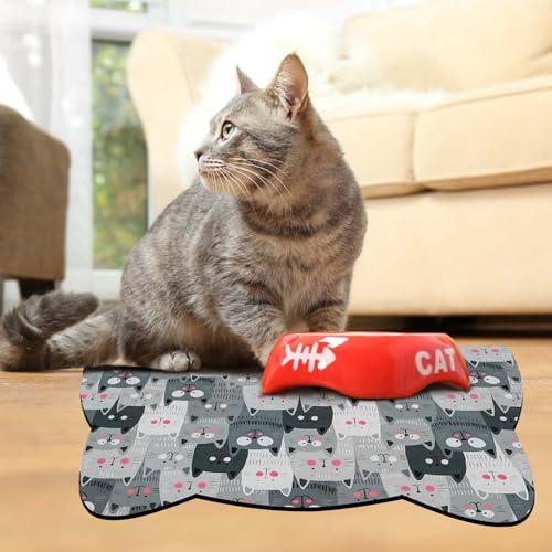 Grey Cat Food & Water Mats - Absorbent Pet Feeding Placemats 23.6 * 13.7 inch - color: Grey, size: Medium