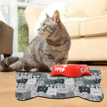 Grey Cat Food & Water Mats - Absorbent Pet Feeding Placemats 23.6 * 13.7 inch - color: Grey, size: Medium