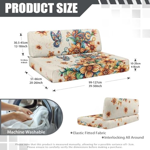 Rv Dinette Cushion Covers Lightweight Furniture Protector for Rv Camper Car Bench Cover with Boho Flower Butterfly Print - Rv Couch Cover Replacement for Rv Camper - color: Boho Flower Butterfly