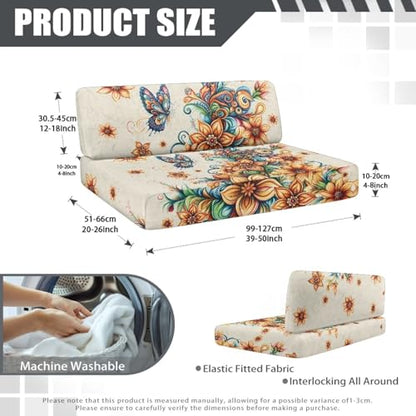 Rv Dinette Cushion Covers Lightweight Furniture Protector for Rv Camper Car Bench Cover with Boho Flower Butterfly Print - Rv Couch Cover Replacement for Rv Camper - color: Boho Flower Butterfly