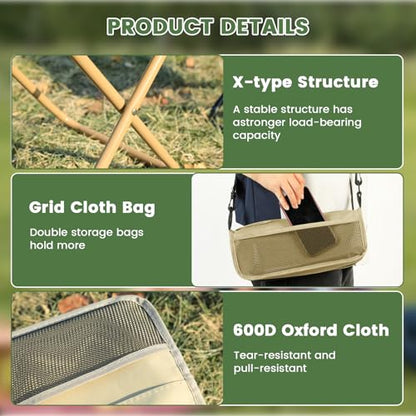 Portable Folding Stool 2-in-1 Camping Chair with Sling Bag Lightweight 12inch /264lbs Load Collapsible Stool Seat for Adults Camping Fishing Hiking BBQ Travel Rest（Yellow） - color: Yellow