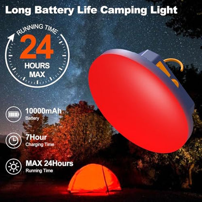 10000mAh Rechargeable Camping Light Insect Not Attract 4000LM Work Light White/Red/Pink/SOS Brightness Stepless Dimming, IP45 Waterproof Tent Light Power Failure for Halloween (Standard) - color: Standard