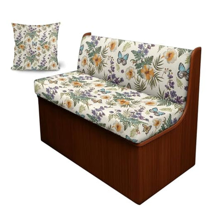 Butterfly Hibiscus Ferns Print 3 Pcs RV Dinette Cushion Covers with Pillowcase Non-Slip Sofa Protector Comfortable 2 Seat Sofa Chair Cover Slipover for Travel Trailer Couch - color: Butterfly Hibiscus Ferns