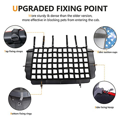 Pet Net Safety Dog Barrier for 2007-2026 Jeep Wrangler JK JL 4 Door Accessories, Behind Rear Seat Pet Dog Covers Trunk Cargo Isolation Liner Net for Jeep Wrangler