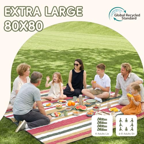 Genovega Waterproof Beach Blanket Picnic Outdoor Mat Rug Mama Mommy Mom Ever from Daughter Son Birthday Groom Bride Law Step Stepmom Present Regalos para el día de Las - color: Brown Black Stripe