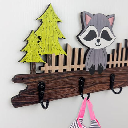 Dog Leash Holder for Wall Mount, Farmhouse Wooden Dog Claw Hooks, Paws Key Rack Accessories for Rustic Home Decor (Raccoon) - size: raccoon