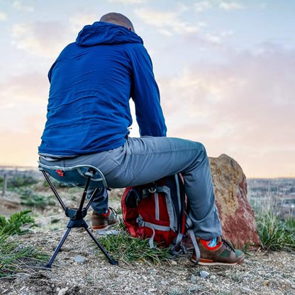 GRAND TRUNK Compass 360° UC Swivel Stool | Ultra-Compact Foldable Camping Seat | 260 lb Capacity | 7000 Series Aluminum Frame, Portable for Hiking & Travel | Sea Black