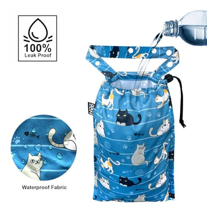 Cute Hanging Car Trash Garbage Bag 100% Leakproof Waterproof Multipurpose for Car Back Front Seat Console with Hanging Strap (Cats Play) - color: Cats Play