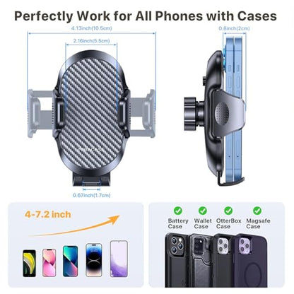 Miracase 2025 Upgraded Universal Cup Phone Holder for Car, [Rotatable & Adjustable] Long Neck Car Cup Holder Phone Mount Compatible with iPhone, Samsung, Google & More Smartphones - color: Black-Carbon Fiber