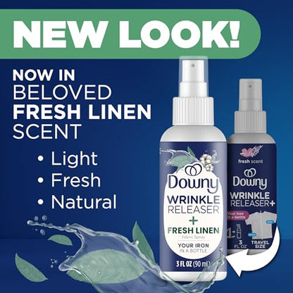 Downy Wrinkle Release Spray, Travel Size Spray, All In One Formula, Removes Wrinkles, Static and Odor Eliminator, Crisp Linen Scent, 3 Fl Oz, Pack of 3 - size: 3 Fl Oz (Pack of 3)