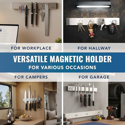 Cutluxe Magnetic Knife Holder for Wall and Fridge - 10" Stainless Steel Knife Magnetic Strip - Holds up 15 lbs, Easy to Mount, With Strong Magnets or Screws - size: 10 Inches
