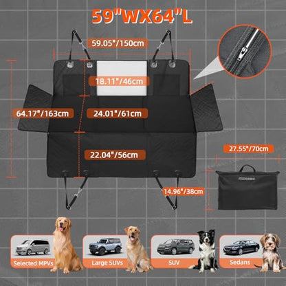 MIROZO Back Seat Extender for Dogs,Dog Car Seat Cover for Pets,Seat Covers for Back Seat,600D Heavy Duty Seat Cover for Dogs,Durable Car Seat Protector Sedan SUV Trucks,3 fold Boar Bottom - size: 3-fold For Full Size Truck / Full Size SUV