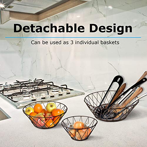 Heavy Duty - 3 Tier Hanging Kitchen Bronze Fruit Basket - color: Bronze