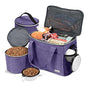 BAGLHER Dog Travel Bag Backpack Pet Supplies Backpack 5-Piece Set with Shoulder Strap 2 Lined Pet Food Containers 2 Foldable Feeding Bowls Essential Kit for Pet Travel - color: Purple, size: Medium