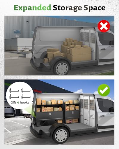StarONE Adjustable Van Shelving with Lockable Door and Hooks, 52" W x 43" H x 13" D, Fit for Transit Connect, NV200, Chevy Express, Promaster City and Metris, Van Storage for Light Maintenance Tools - size: 52" W x 43" H x 13" D