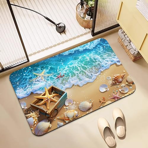 Bathroom Rugs Non Slip Quick Dry Bath mat Rubber Bathroom mat, Super Absorbent Bath mat, Washable Bathroom mat Bath Rugs, Shower Mat Bath Mats for Bath Floor, 15.7x23.6in, Seaside - color: Seaside, size: 15.7x23.6in