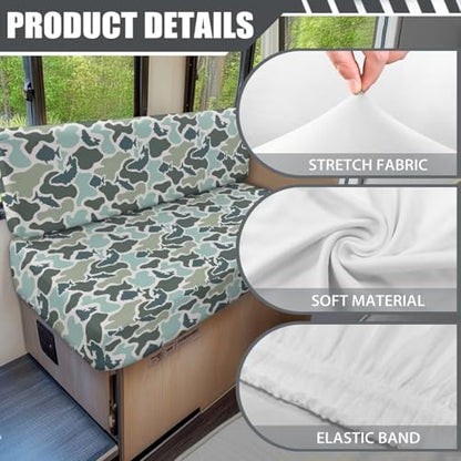 SEANATIVE Fish Camo RV Dinette Cushion Covers Stretch RV Sofa Seat Slipcovers Replacement Non-Slip Camper Cushion Slipcovers Washable RV Dinette Seat Covers - color: Fish Camo