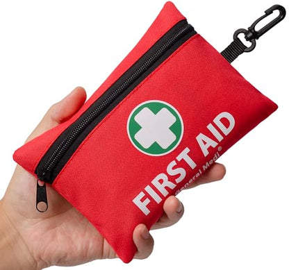 General Medi Mini First Aid Kit, 110 Piece Small First Aid Kit - Includes Emergency Foil Blanket, Scissors for Travel, Home, Office, Vehicle, Camping, Workplace & Outdoor (Red) - size: 110 Piece Set