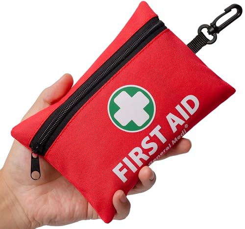 General Medi Mini First Aid Kit, 110 Piece Small First Aid Kit - Includes Emergency Foil Blanket, Scissors for Travel, Home, Office, Vehicle, Camping, Workplace & Outdoor (Red) - size: 110 Piece Set