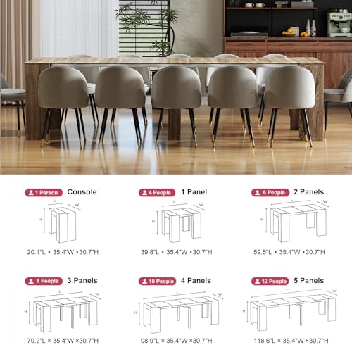 Extendable Dining Table, Transformer Extra Console Table for 1-12 People, Folding Space Saving Dining Room Table for Homes, Apartments, Oak - color: A2 Oak