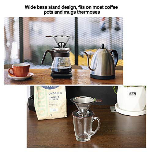 Pour Over Coffee Dripper, Reusable Paperless Coffee Filter,Professional Stainless Steel Drip Cone Brew Coffee Strainer,Upgraded Double Micro Mesh Filter with Cup Stand,1-2 Cup - size: 1-2 Cup