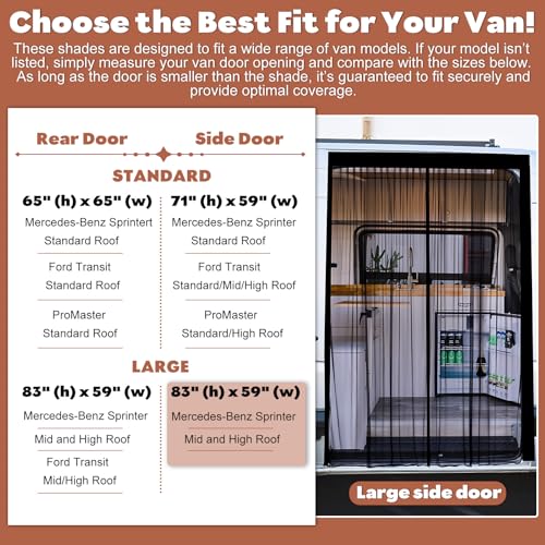 XCBYT Van Bug Screen | Magnetic Bug Screen for Van Sliding Door Camping | Van Life Essentials | Fits Mercedes Sprinter & Other Camper Vans (83” H x 59” W) - size: VAN-83*59-Large side door