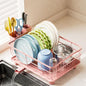 AIDERLY Auto Drain Metal Dish Drying Rack Dish Drainers, Pink | with Draining Tray, Strainer, for Kitchen Counter, Sink - color: Pink