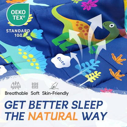ROKDUK Weighted Lap Blanket for Adults Kids, Weighted Lap Pad for Dog Pet 17"x22" 2lbs Small Weighted Blanket for Sleeping Shoulder Back Relaxation Travel Office Blue Dinosaur - size: 17 x 22 in & 2 lbs