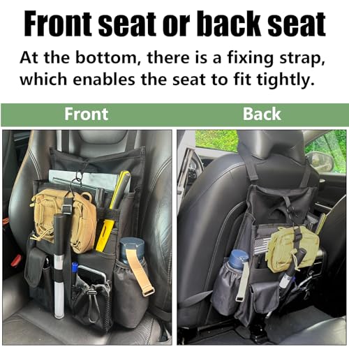 2 Pack Front & Seat back organizer with dedicated tablet and 17 IN laptop storage stabilizers external stabilizing side straps soft adjustable shoulder straps hardened buckle (Large Black) - color: Large Black