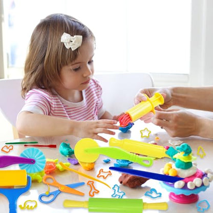LCY WEDSHI Dough Tool Set, 24 Pcs Dough Tools Sets for Kids Ages 4-8, Dough Accessories Includes Animal Molds, Cutters Roller, Rolling Pins, Safety Scissors, Plastic Knife - style: 24pcs