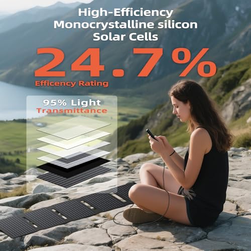 Upgraded FlexSolar 40W Portable Solar Panels Chargers with PD2.0 USB-C,QC3.0 USB-A and DC Outputs Foldable IP67 Waterproof Power Emergency Camping for Small Power Station,Phones, Power Banks - color: 40W
