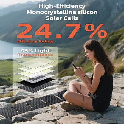 Upgraded FlexSolar 40W Portable Solar Panels Chargers with PD2.0 USB-C,QC3.0 USB-A and DC Outputs Foldable IP67 Waterproof Power Emergency Camping for Small Power Station,Phones, Power Banks - color: 40W