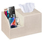PU Leather Square Tissue Box Cover - Multi-Functional Tissue Box Holder, Tissue Box Cover with Storage,Tissue and Remote Control Holder, Cube Tissue Box Organizer Bedroom Nightstand End Table - color: Beige