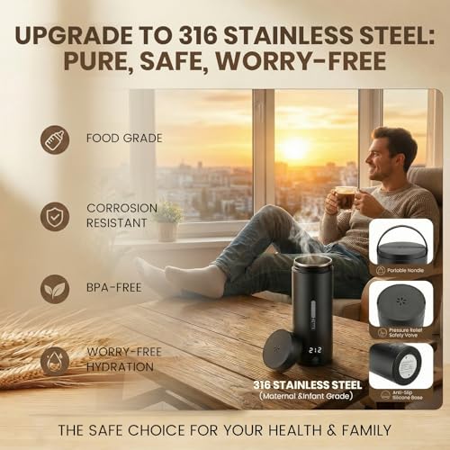 Portable Electric Kettle （120V）, Travel Tea Kettle, 316 Stainless Steel Premium Liner, 4-speed Temperature Adjustment with Auto Shut-off and Boil-Off Protection black - color: black