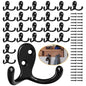 Homanu 24 Pack Coat Hooks, Heavy Duty Double Prong Coat Hooks Wall Mounted with 48 Screws, No Rust Black Metal Wall Hooks for Hanging Towel, Coat, Bag, Hat, Cup, Key - color: 24 Pcs Black